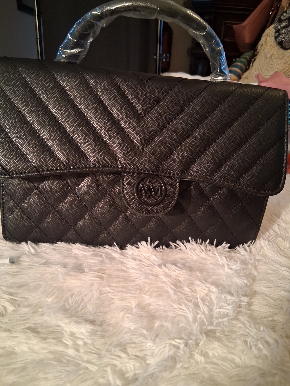 Marilyn Monroe Black Quilted Top-Handle Shoulder Bag With Bag Cover